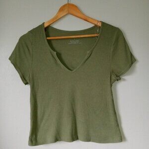 Eye Candy V-Neck Green Crop Top